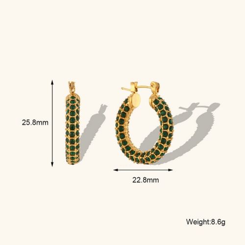 Gold 316L Steel and Zircon Hoop Earrings