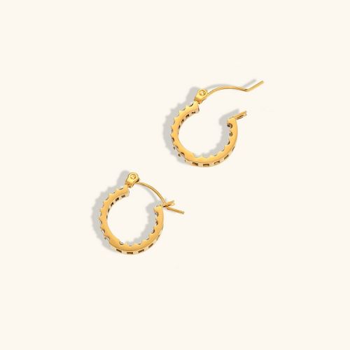 Gold 316L Steel and Zircon Hoop Earrings