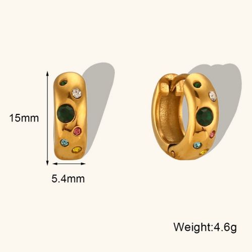 Gold 316L Steel and Combined Zircon Hoop Earrings