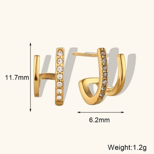 Gold 316L Steel Zircon Earrings