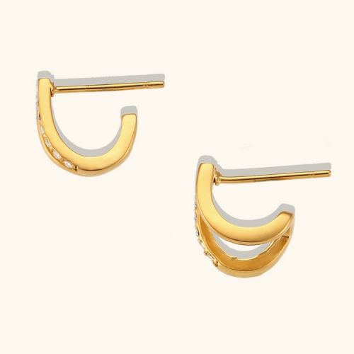 Gold 316L Steel Zircon Earrings