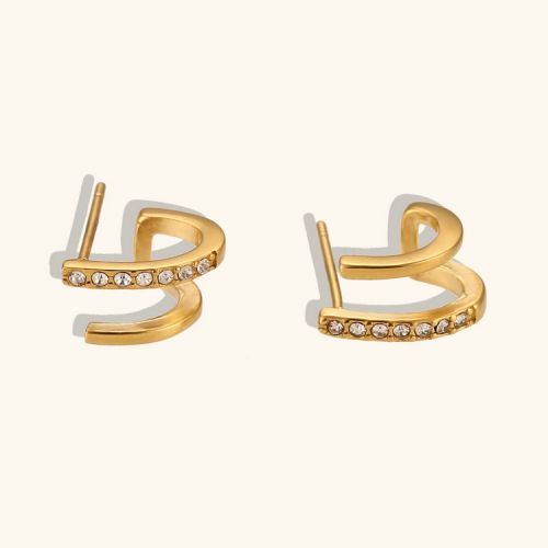 Gold 316L Steel Zircon Earrings