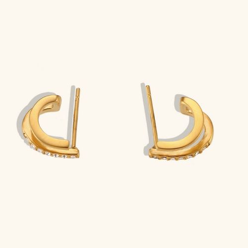 Gold 316L Steel Zircon Earrings