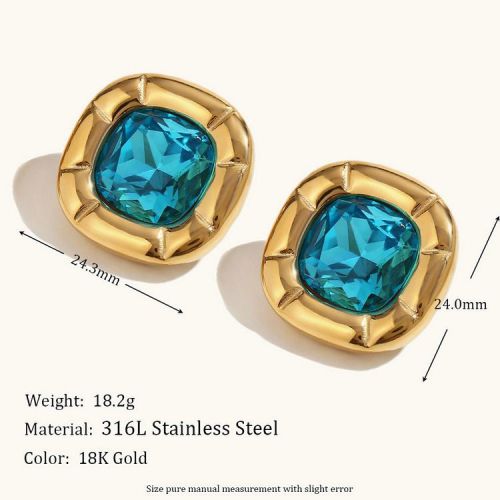 Zircon and Gold 316L Steel Zircon Earrings