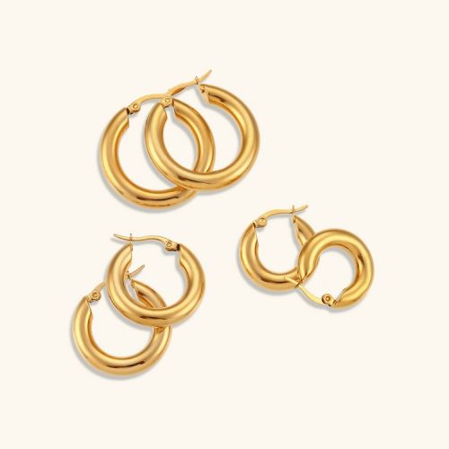 Gold 316L Steel Hoop Earrings