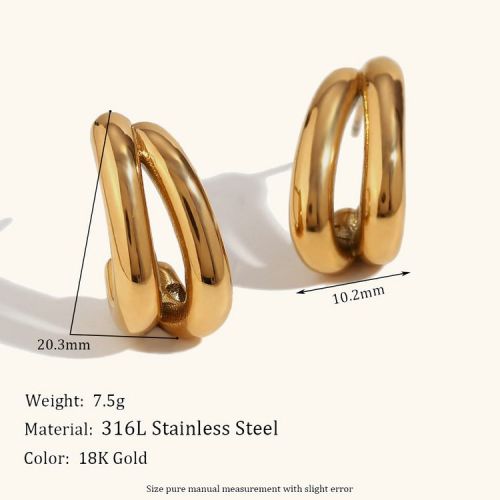 Gold 316L Steel Smooth Earrings