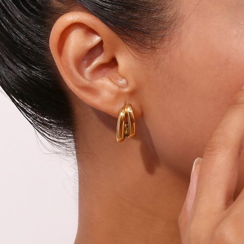 Gold 316L Steel Smooth Earrings