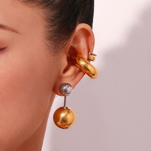 Gold and Silver 316L Steel Long Earrings