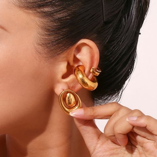 Gold 316L Steel Smooth Earrings