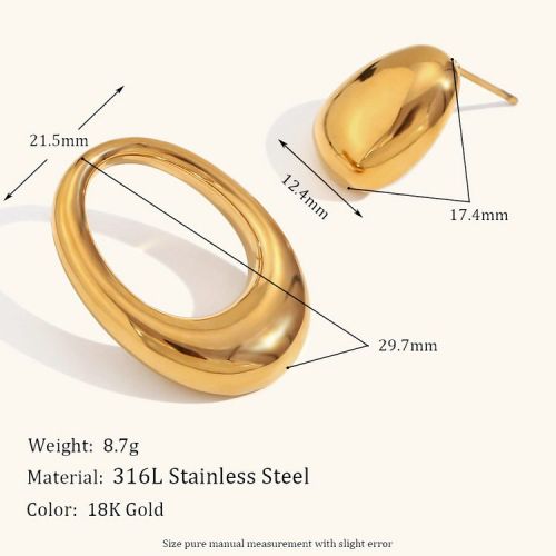 Gold 316L Steel Smooth Earrings