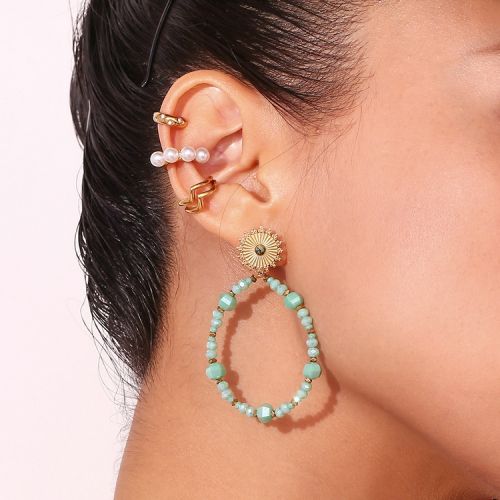 Agate and Gold 316L Steel Long Earrings