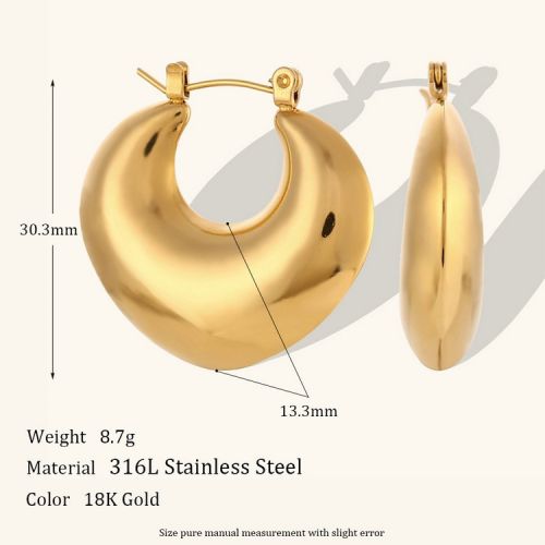 Gold 316L Steel Hoop Earrings