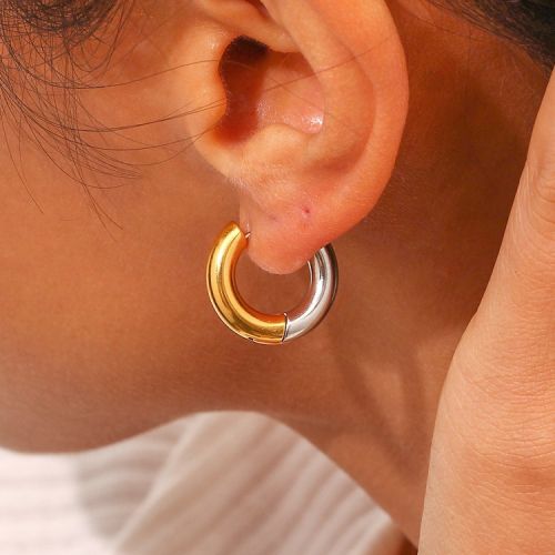 Gold and Silver 316L Steel Hoop Earrings