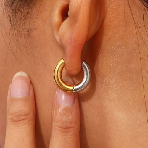 Gold and Silver 316L Steel Hoop Earrings