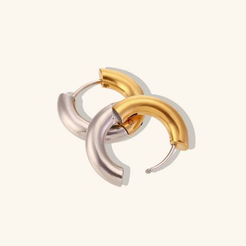 Gold and Silver 316L Steel Hoop Earrings