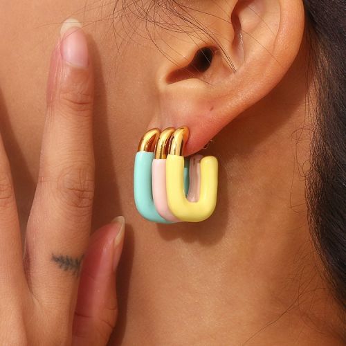 Enamel and Gold 316L Steel Hoop Earrings