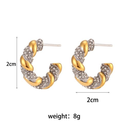 White Zircon and S.Steel Hoop Earrings