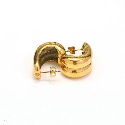 Gold Titanium Steel Smooth Earrings