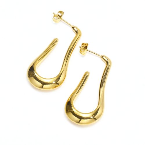 Gold Titanium Steel Hoop Earrings