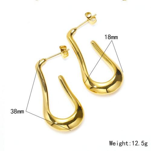 Gold Titanium Steel Hoop Earrings