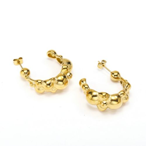 Gold Titanium Steel Hoop Earrings