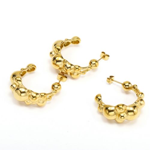 Gold Titanium Steel Hoop Earrings