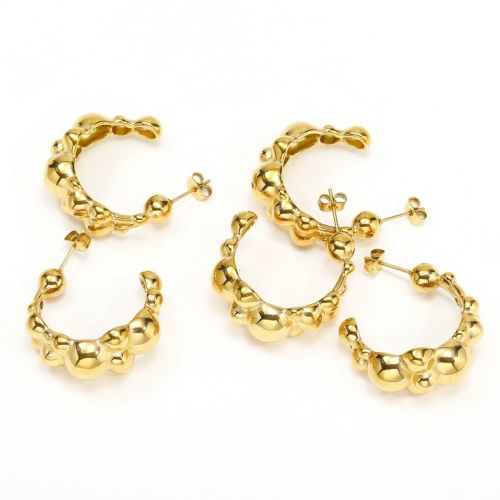 Gold Titanium Steel Hoop Earrings