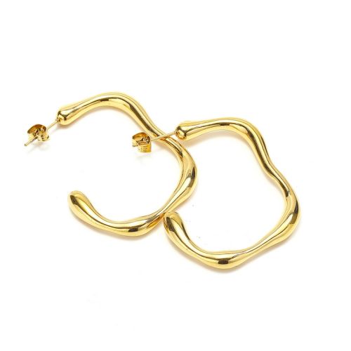 Gold Titanium Steel Hoop Earrings