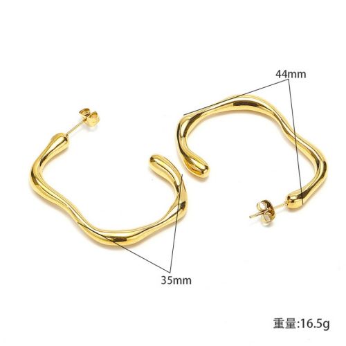 Gold Titanium Steel Hoop Earrings