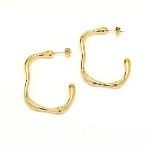 Gold Titanium Steel Hoop Earrings