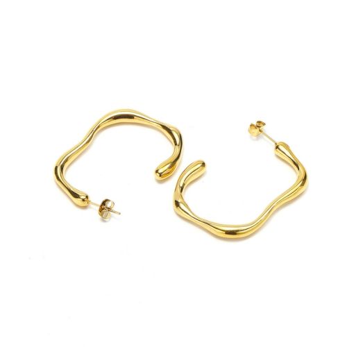 Gold Titanium Steel Hoop Earrings