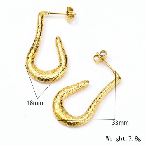 Gold Titanium Steel Hoop Earrings