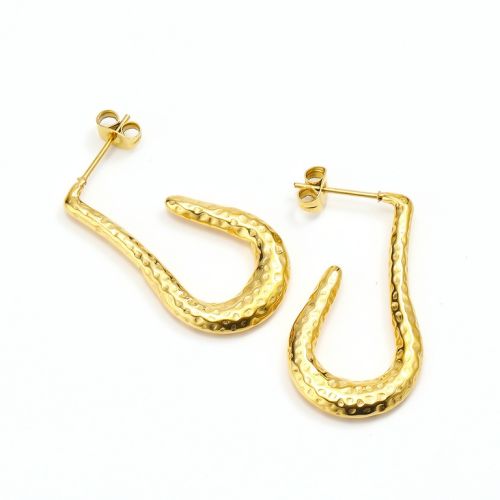 Gold Titanium Steel Hoop Earrings