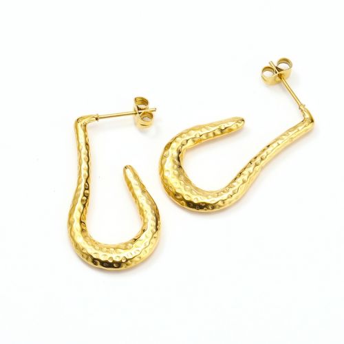 Gold Titanium Steel Hoop Earrings