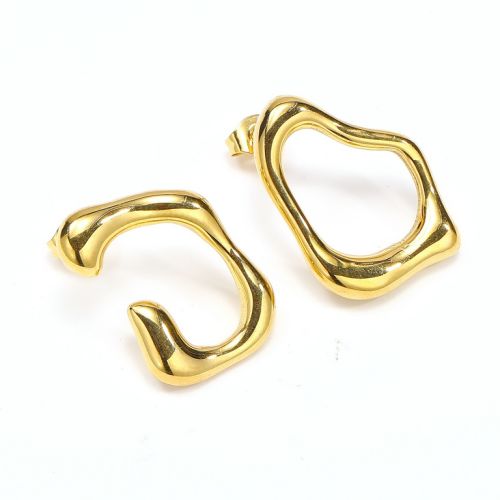 Gold Titanium Steel Smooth Earrings