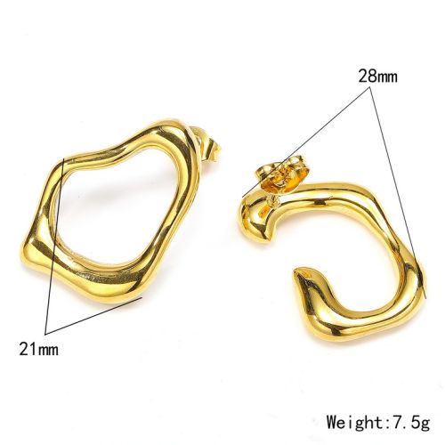 Gold Titanium Steel Smooth Earrings