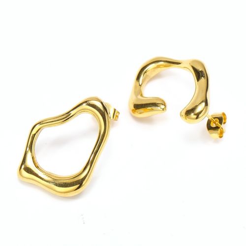 Gold Titanium Steel Smooth Earrings