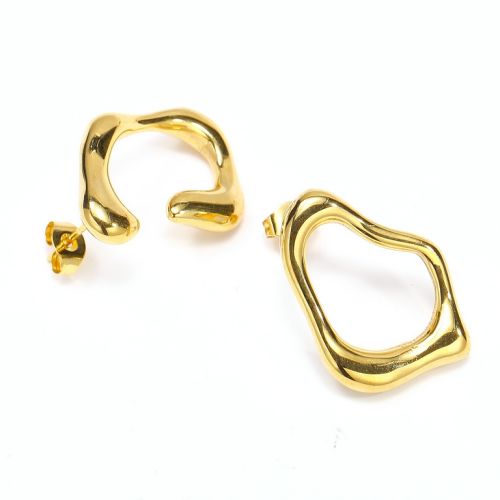 Gold Titanium Steel Smooth Earrings