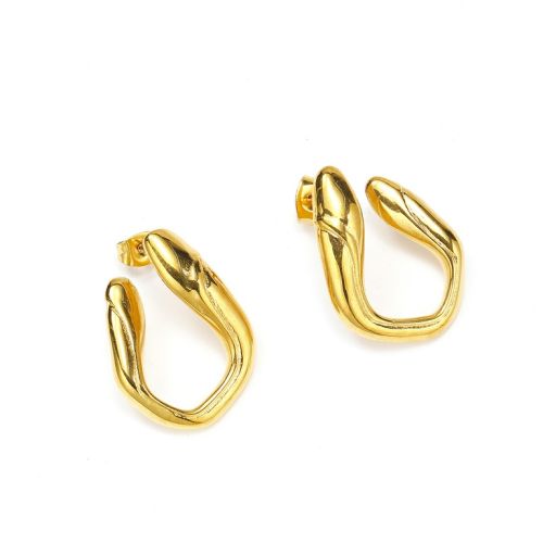 Gold Titanium Steel Smooth Earrings