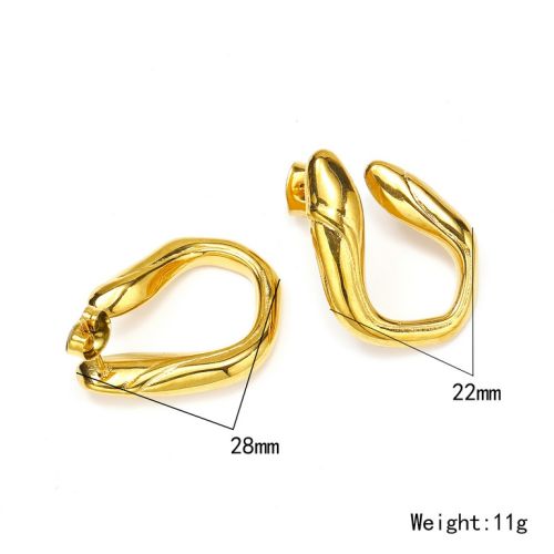 Gold Titanium Steel Smooth Earrings