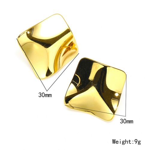 Gold Titanium Steel Smooth Earrings