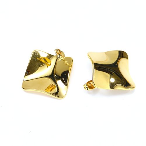 Gold Titanium Steel Smooth Earrings