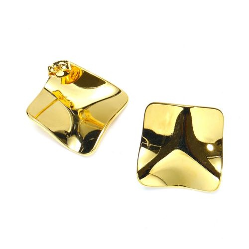 Gold Titanium Steel Smooth Earrings