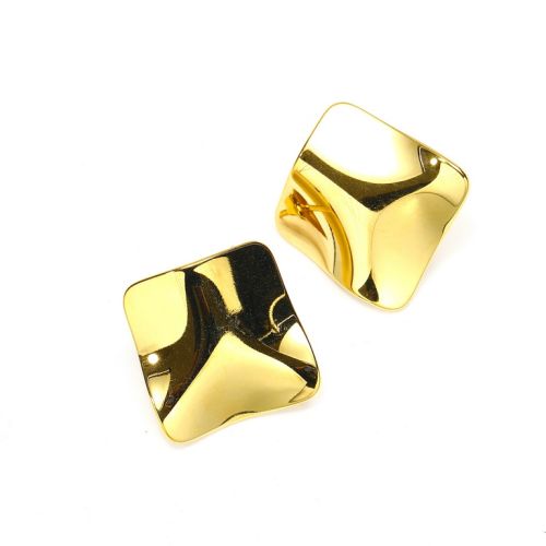 Gold Titanium Steel Smooth Earrings