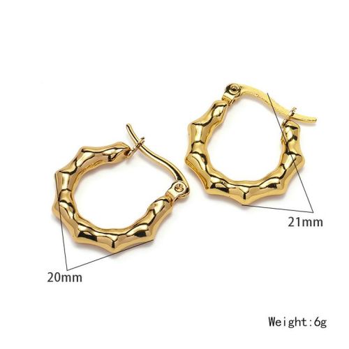 Gold Titanium Steel Hoop Earrings