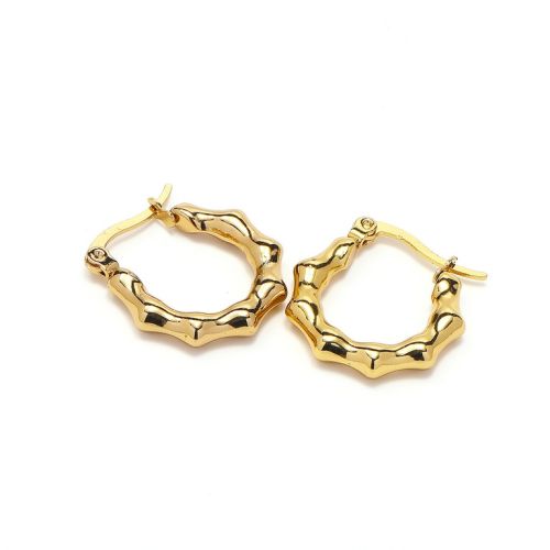 Gold Titanium Steel Hoop Earrings