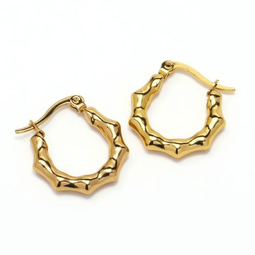 Gold Titanium Steel Hoop Earrings