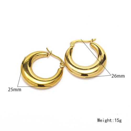 Gold Titanium Steel Hoop Earrings