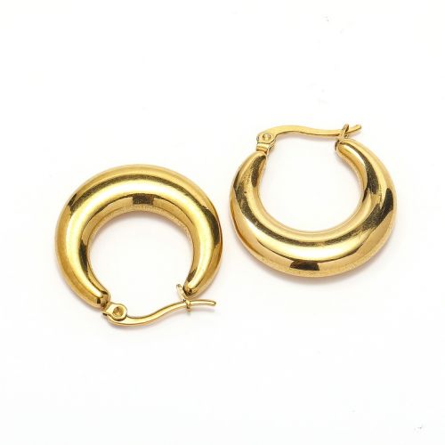 Gold Titanium Steel Hoop Earrings