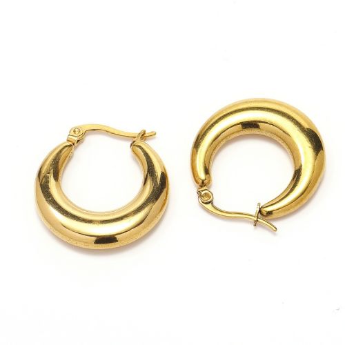 Gold Titanium Steel Hoop Earrings